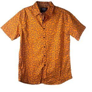 NWOT Halloween Graphic Button Down Bats Monument Cotton Size Large